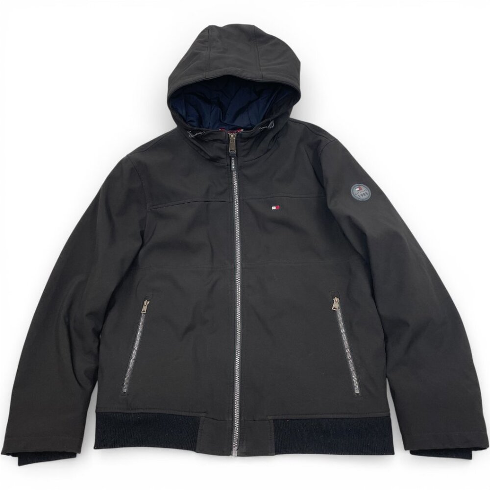 Tommy Hilfiger Soft Shell Hooded Insulated Black Winter Jacket Men's XL